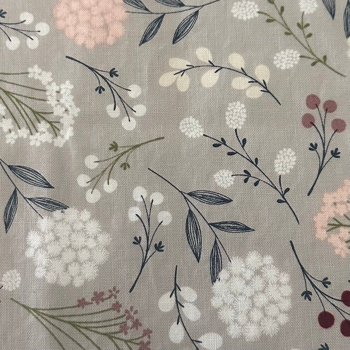 Zippered Pouch - Grey Flowers