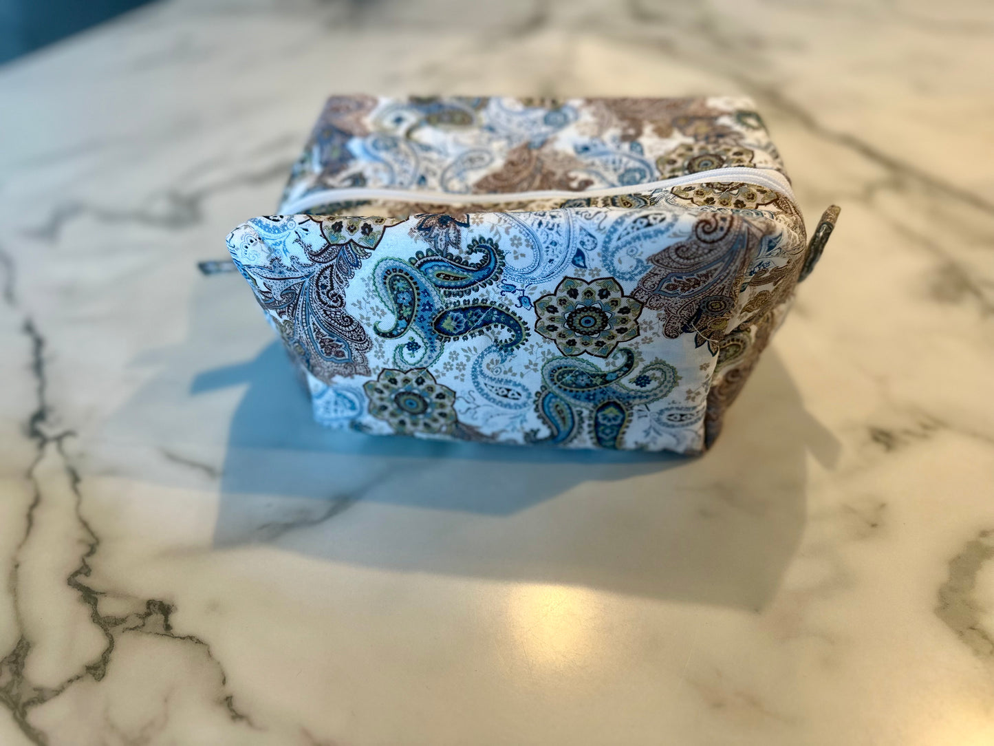 Large Boxy Bag - Blue and Brown Paisley