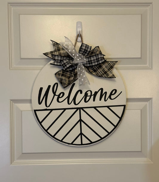 Door Sign - Welcome (Black and White)