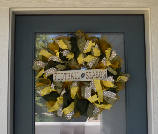 Wreath - Green and Yellow Football